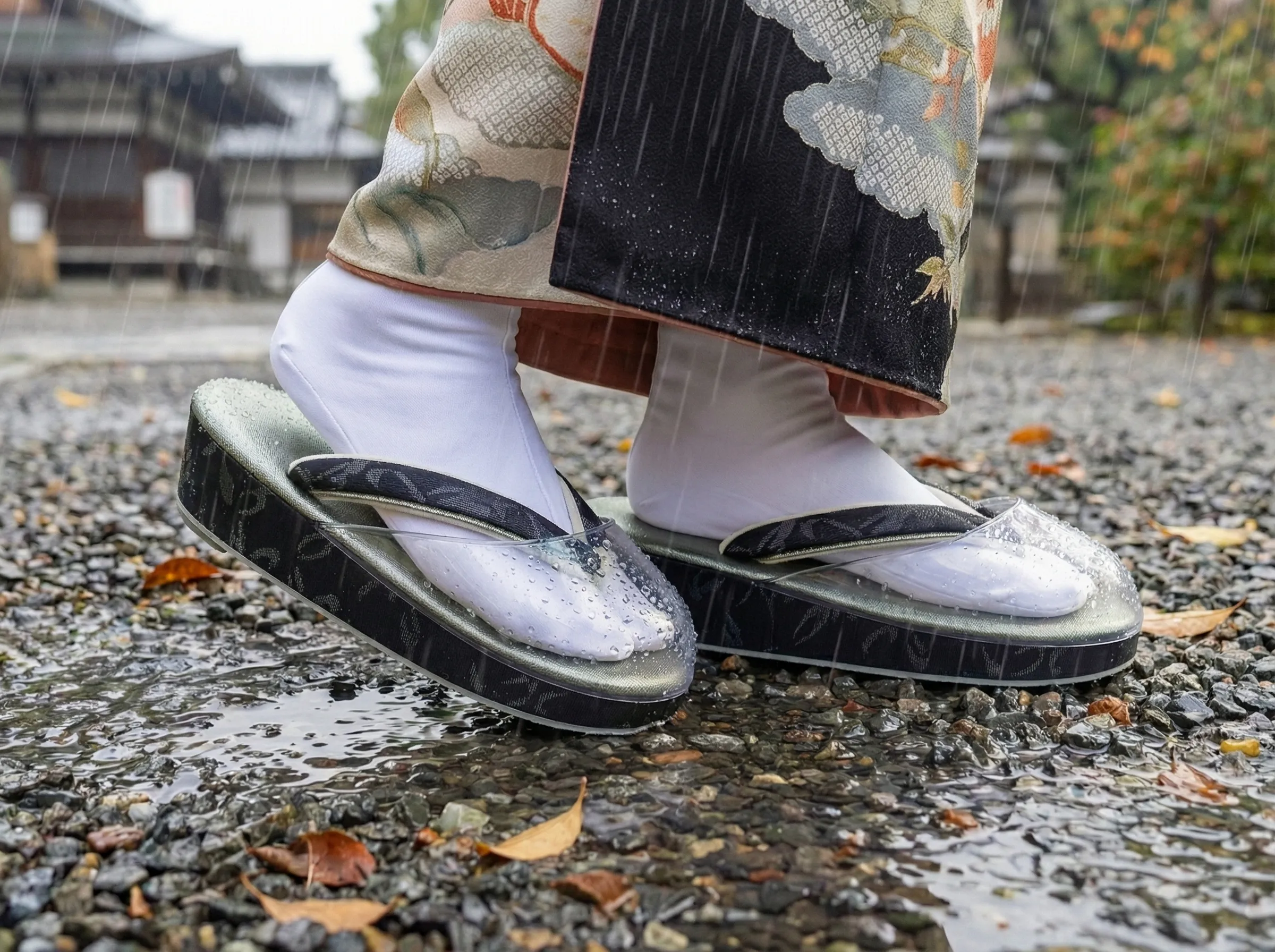 雨天時の雨草履の使用イメージ